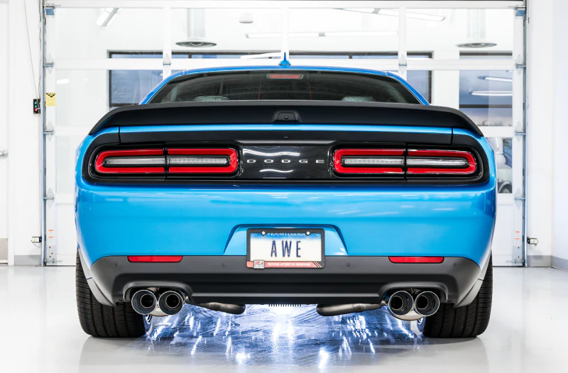 AWE Tuning 2015+ Dodge Challenger 6.4L/6.2L Non-Resonated Touring Edition Exhaust - Quad Silver Tips - Image 5