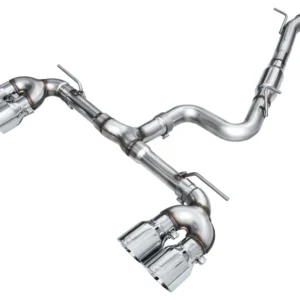AWE MK8 Volkswagen Golf R 3in Track Edition Quad Exhaust - Chrome Silver Tips