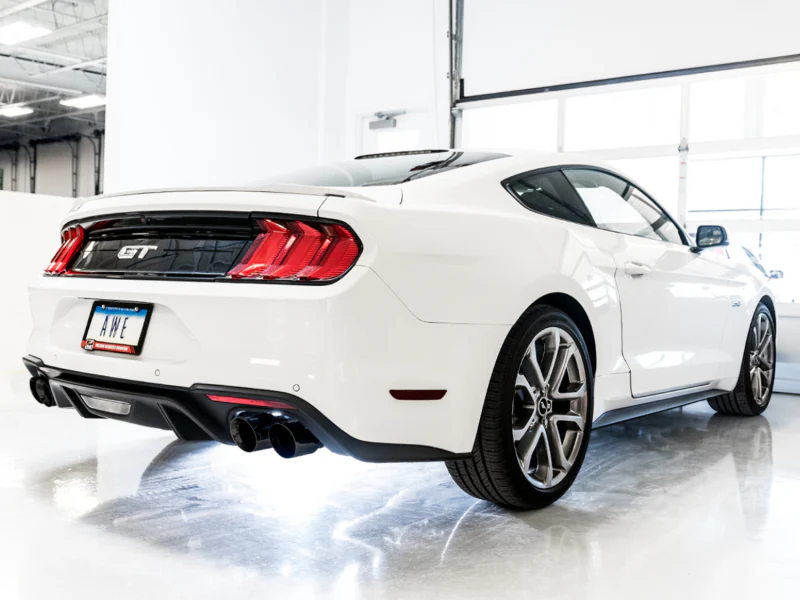 AWE Tuning 2018+ Ford Mustang GT (S550) Cat-back Exhaust - Track Edition (Quad Diamond Black Tips) - Image 4