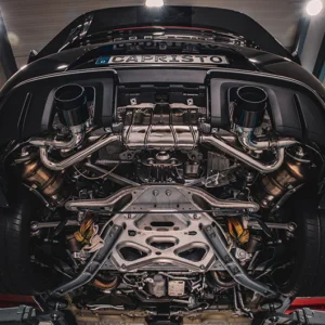 CAPRISTO Porsche 718 GT4RS - SET: Valved Muffler, 100 Cell OPF Replacement, Performance Headers (Wicrom Tips)