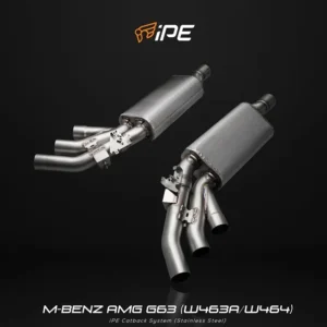 IPE SS Cat Back System+Muffler Exhaust Hanger Factory Control w/Chrome Black Tips Mercedes-Benz AMG G63 2019-2024