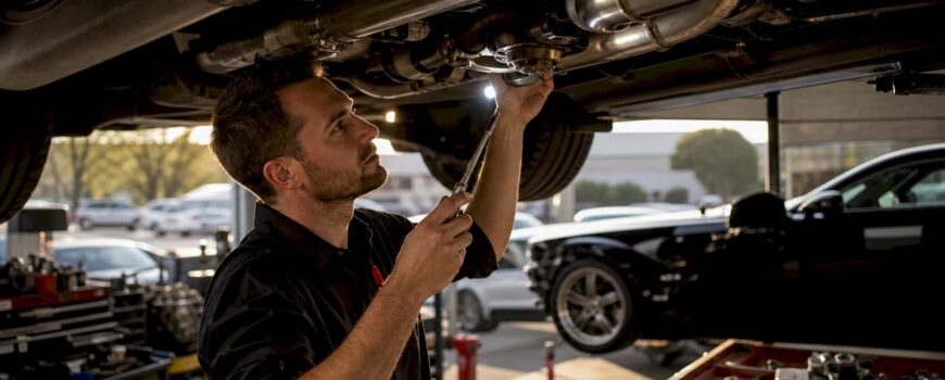 Engineer inspecting vehicle exhaust valves