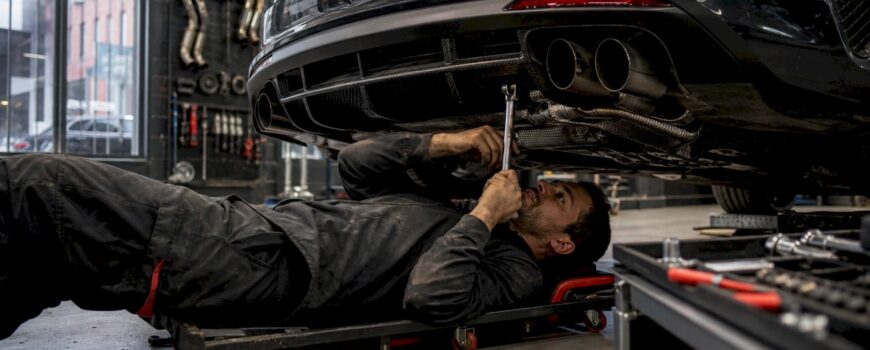 Technician configuring race mode exhaust valves