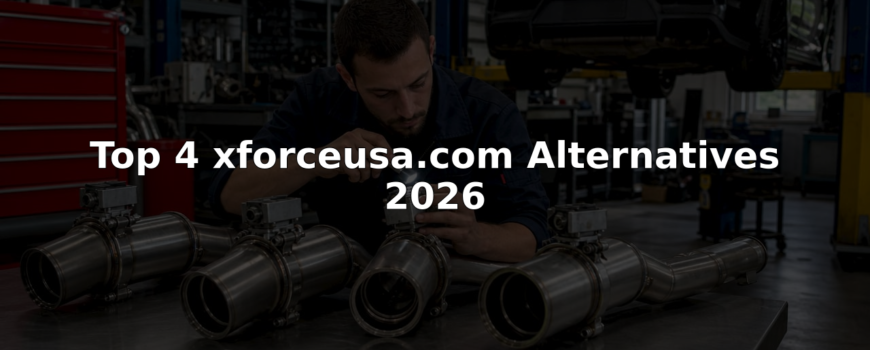 Man inspecting performance car exhaust systems in garage