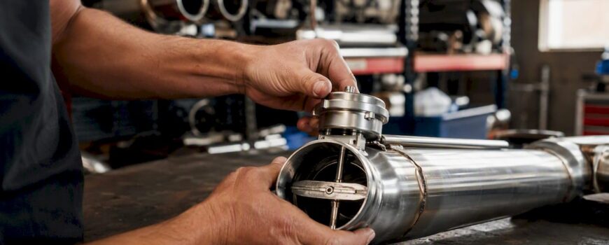 Hands adjusting exhaust valve actuator