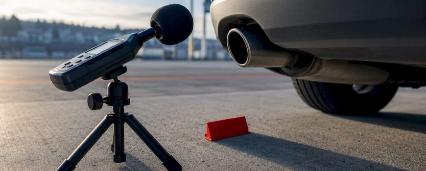 Calibrated microphone measuring an exhaust outlet