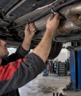 Mechanic routing heat-protected exhaust vacuum hose
